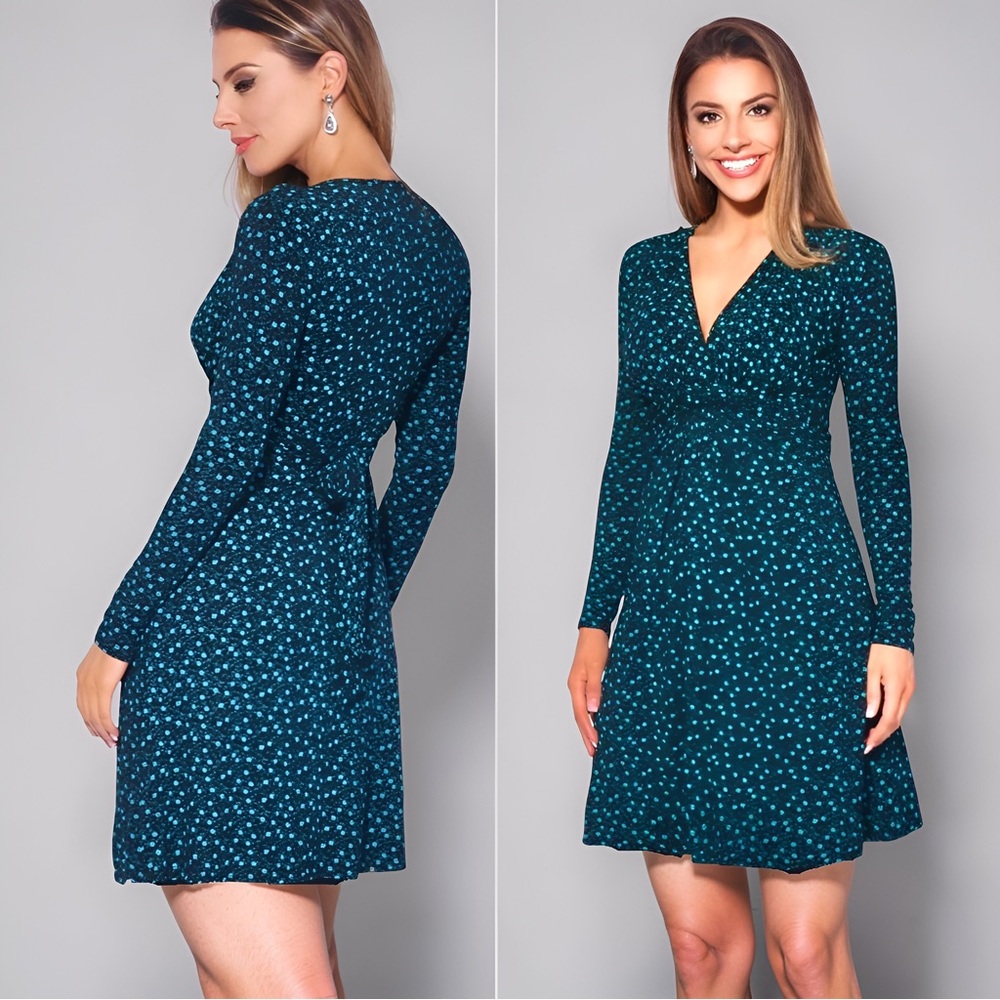 Women's KRISP Teal Floral Dress